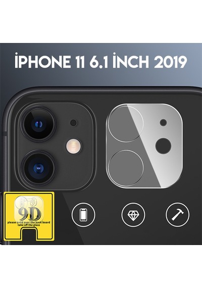 Apple Uyumlu iPhone 11 6.1Inch Full Tempered Kamera Koruyucu Kırılmaz Cam