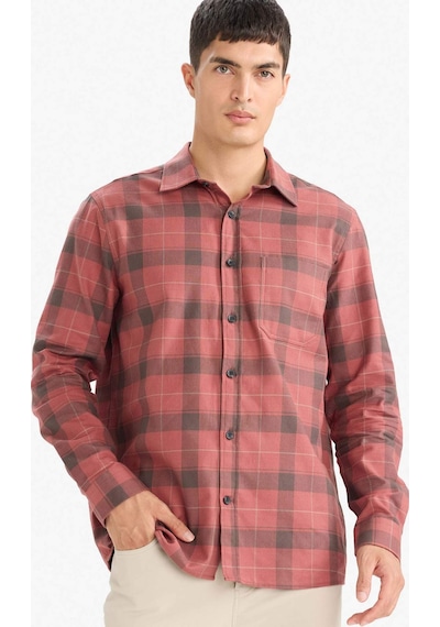Defacto Regular Fit Polo Yaka Kareli Pamuklu Uzun Kollu Gömlek E8193ax25wnbn367 Kahve-bn367