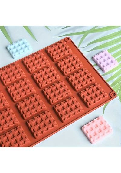 Silikon Waffle Kalıbı, Çikolata Kalıbı, Bisküvi Kalıbı Ve Kurabiye Kalıbı Mini Kare Kahverengi