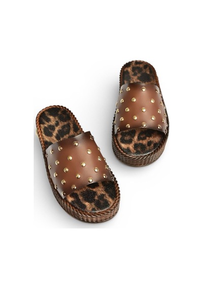 Fox Shoes Y390400003 Kahverengi Hakiki Deri Kadın Terlik Kahverengi
