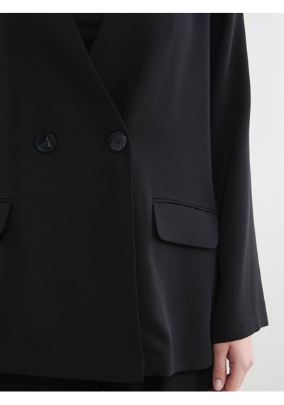 Lcw Everyday Siyah Kruvaze Yaka Kadın Blazer Ceket