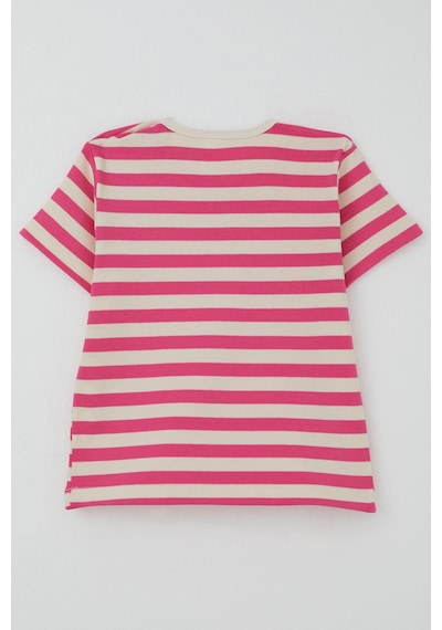 Breeze Kız Çocuk Tişört Patlı Çizgili 1-4 Yaş, Pembe Pembe