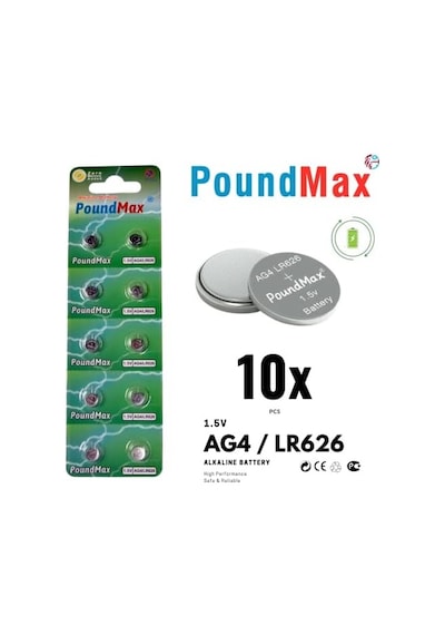 10 Adet Ag4 376 377 Sr626 Sr626sw Lr66 1.5v Poundmax Düğme Pil, Alkalin Saat Pili, Çocuklara Dayanıklı Ambalaj, Küçük Elektronik Cihazlar İçin,ölçüm Cihazları Ve Hesap Makineleri