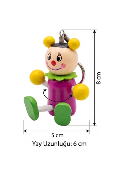 Nostaljik Ahşap Kız Çocuk Figürlü Zıpzıp Anahtarlık