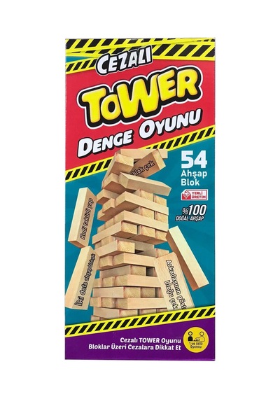 Denge Oyunu Cezalı Jenga -cezalı Tower - Ahşap Büyük Boy 54 Parça