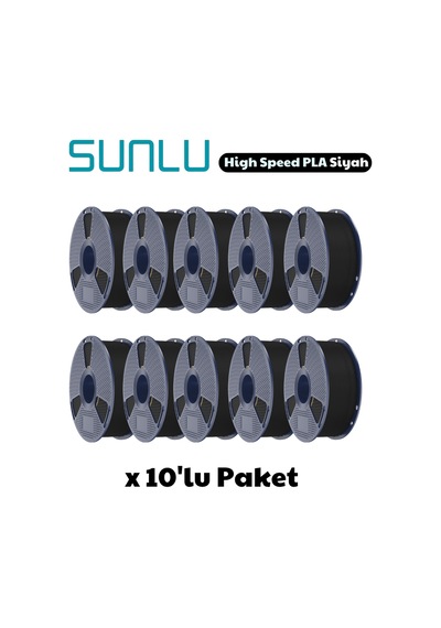Sunlu High Speed Pla Filament Siyah 1.75mm 1kg 10 Adet