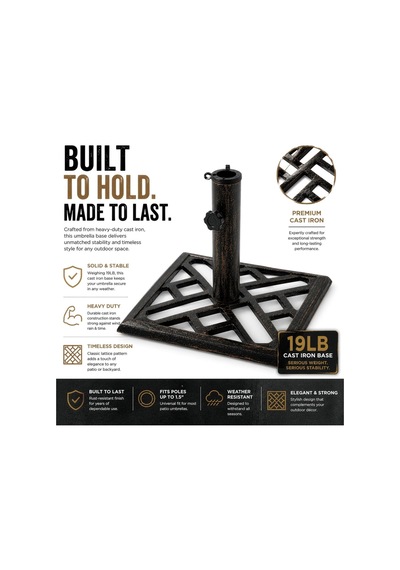 Qı003816 Kare-bronz Döküm Demir Şemsiye Taban Standı 8,6 Kg