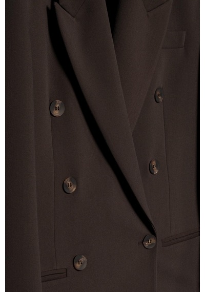 Kadın Kahverengi Basene Oturan Oversize Blazer Kahverengi