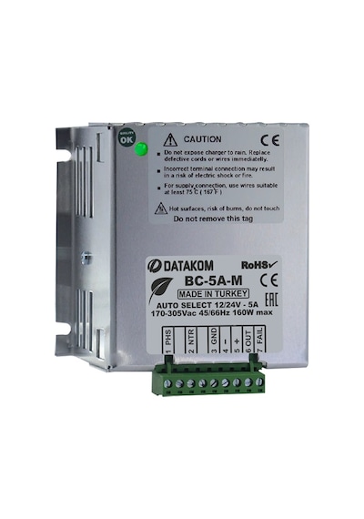 Datakom Bc-5A-M 12/24 Volt Oto Seçimli Akıllı Akü Şarj Redresörü