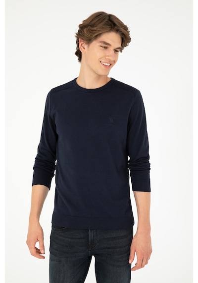 U.S. Polo Assn. Erkek Slim Fit Bisiklet Yaka Lacivert Basic Kazak 50288888-VR033
