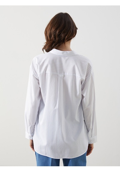 Lcw Comfort Mavi Çiçekli Poplin Kadın Gömlek