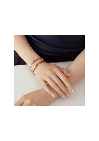 Lunarie Dw Yazı Baskılı Rose Gold Renk Çelik Kelepçe Altın