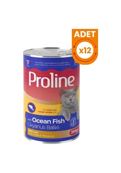 Proline Pate İçinde Et Parçacıklı Okyanus Balıklı Yetişkin Konserve Kedi Maması 12 Adet 395 Gr