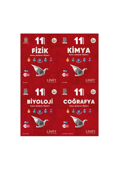 Limit 2027 11. Sınıf Fizik + Kimya + Biyoloji + Coğrafya Konu Anlatım Föyleri Seti 4 Kitap Maarif Model