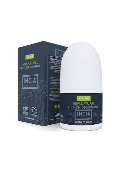 INCIA %100 Doğal Roll On Deodorant Erkekler İçin Ter Kokusu Önleyici Leke Yapmayan 50 ML
