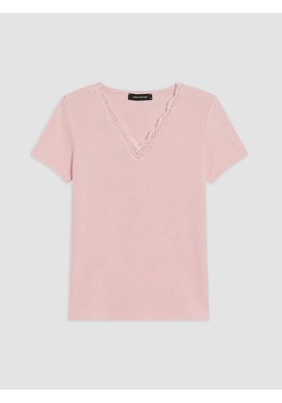 Lcw Everyday Pembe V Yaka Dantel Detaylı Bluz