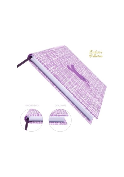 Bidefter Müzik Nota Defteri - Sol Anahtarlı % 100 El Yapımı, El Dikişi, İplik Dikiş Kuşe Ciltli A/5 - Lila