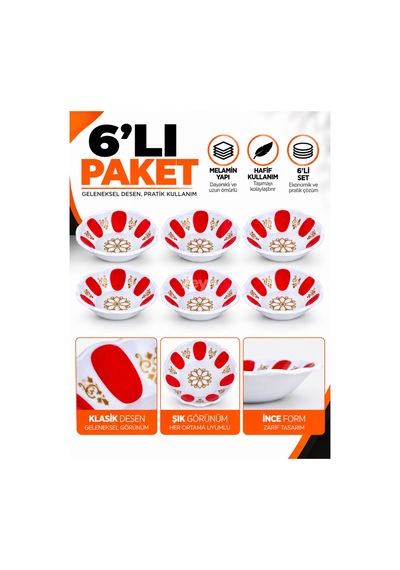 Geleneksel Çay Tabağı - Çay-kahve Bardak Altlığı 3-4-6-8 Li Kırmızı
