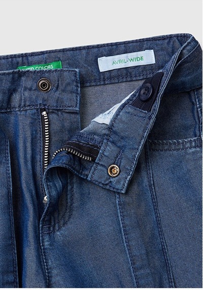 Benetton Kız Bebek Denim Pantolon Mavi