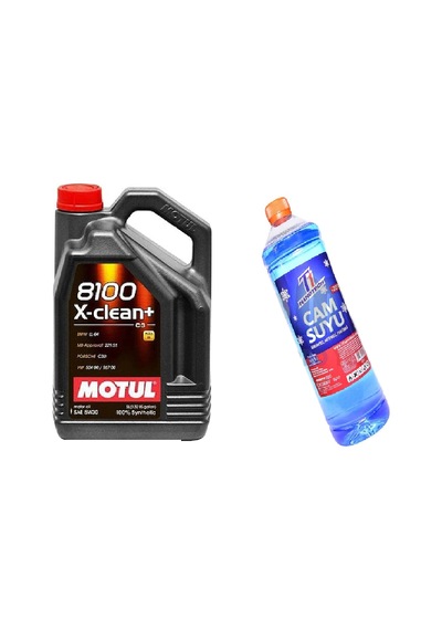 Motul 8100 X-Clean C3 SAE 5W-30 Tam Sentetik Motor Yağı 5 L + Cam Suyu 1 L