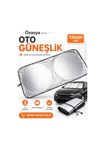 Bay Katlanabilir Araç Ön Cam Güneşliği 150x70cm Isı Ve Işık Yalıtımlı Yazlık Aksesuar Najmaddin