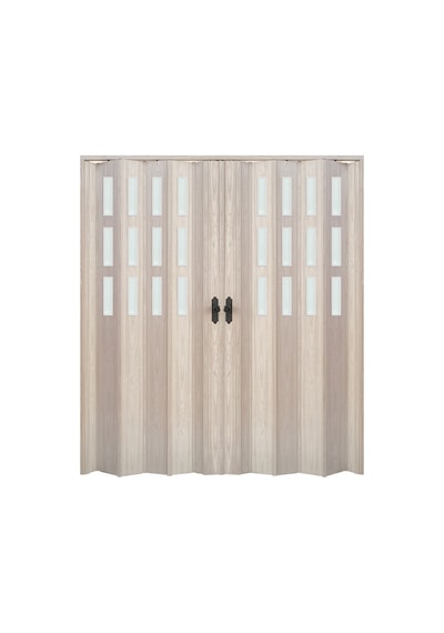 Faran Dekorasyon 170 x 215 Akçaağaç Renk Camlı Çift Açılım Pvc Akordiyon Kapı - FRNAKMODEL-0-151