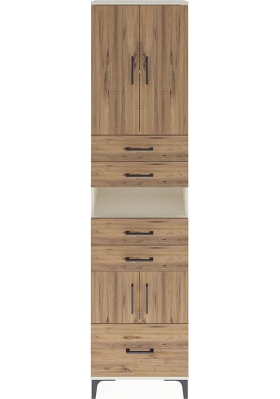 Arges Dolap 4 Raflı 5 Çekmeceli 4 Kapaklı 60x30x243 Aytaşı-çam Aytası