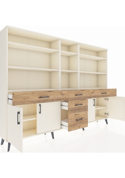 Arges Dolap 11 Raflı 5 Çekmeceli 4 Kapaklı 220x30x163 Aytaşı-aytaşı/çam Aytası/atlas Çam - Aytası