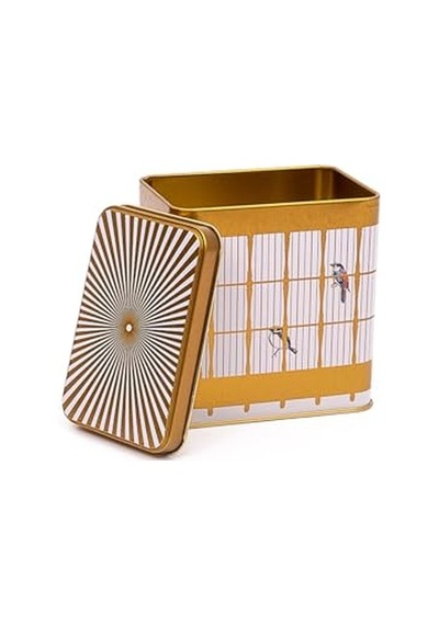 Ayrex Bird Cage Desenli Kare Metal Saklama Kabı 12x12 Cm Bird Cage Diğer