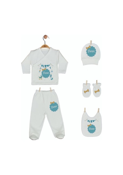 Pia Baby Gl 1905-05 İsme Özel Beşli Zıbın Set Krem