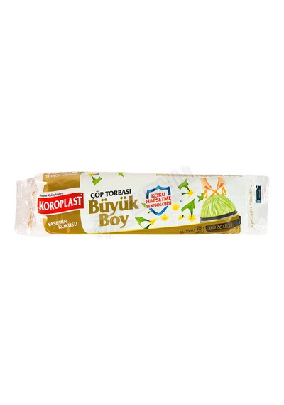 3 Adet Koroplast Çöp Torbası Büyük Boy Büzgülü Yasemin 10 Lu