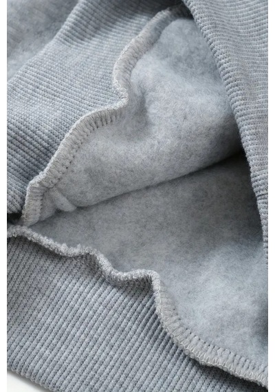 Unisex Gri Cocuk Kapüşonlu Sweatshirt Summer Vbs Baskılı, Şardonlu Kalın Kumaş Gri