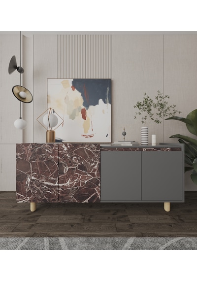 Ravenna Modern Konsol 180 Cm Mermer Desen - Antrasit Bordo -antrasit Ravenna Modern Konsol 180 Cm Mermer Desen - Antrasit Bordo -antrasit