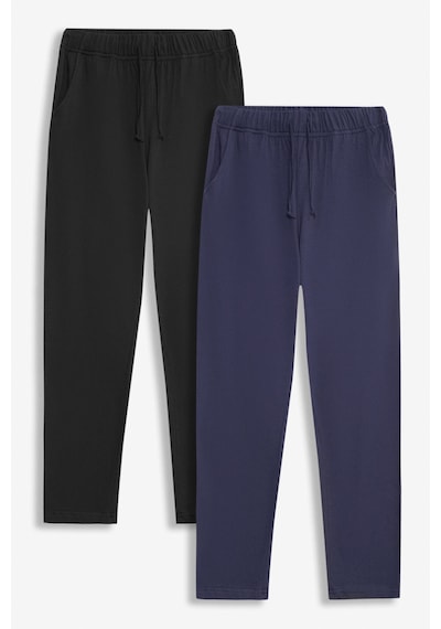 Elemge %100 Pamuk 2'li Süprem Erkek Pijama Altı Compact Penye Rahat Kalıp Cepli Ipli Terletmez Siyah - Laci Lacivert - Siyah