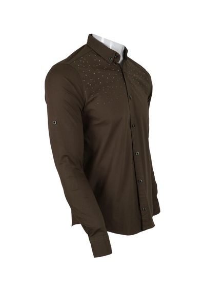 Erkek Gömlek Slim Fit Rar00459 Haki