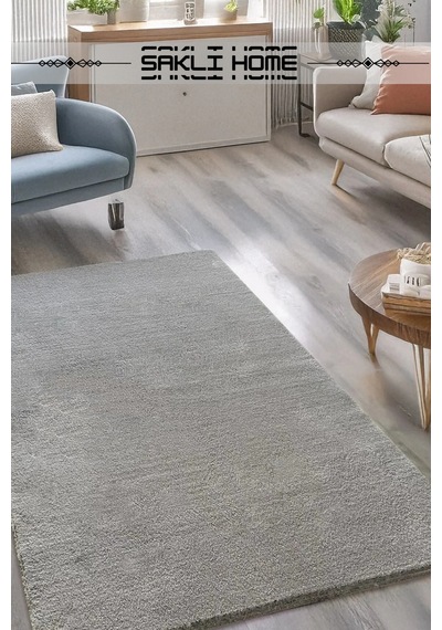 Gri Post Peluş Yumuşak Yıkanabilir Kaymaz Dot Taban Salon Koridor Çocuk Halısı Gri