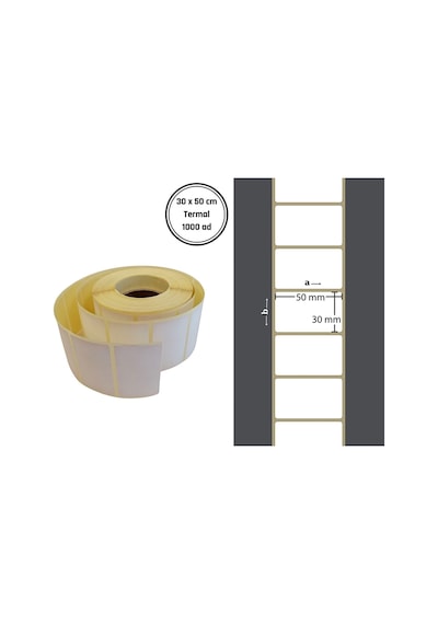 30x50 Mm Termal Barkod Etiketi Yaıpışkanlı Etiket 1 Rulo 1000 Adet