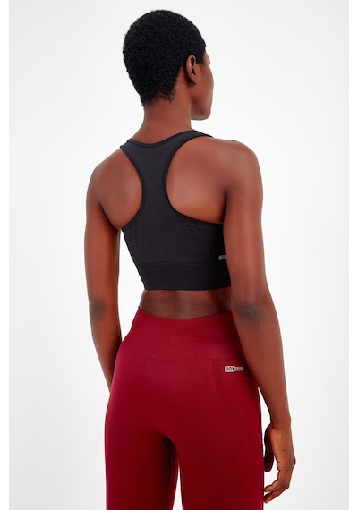 Maraton Active Slimfit Kadın Bisiklet Yaka Kolsuz Fitness Siyah Bra 813047-Siyah