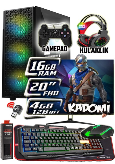 Warbox Kadomi i5-6500 16 GB 256 GB SSD 250 GB HDD 4 GB R7240 20" W10P Masaüstü Oyuncu Bilgisayarı