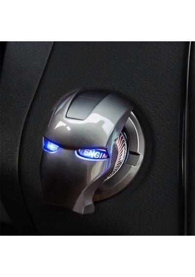 Start Stop Tuşu Kapağı Iron Man Metal Tuş Koruyucu Çinko Siyah