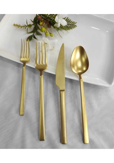 Gold Mat Titanyum Çatal  Kaşık Seti 24 Parça