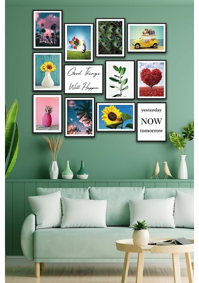 No77decor 12 Parça Modern Tarzda Sanatsal Mdf Tablo Seti