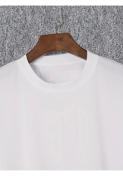Modi Baskılı Oversize Bisiklet Yaka T-shirt - Beyaz - Mymg158858