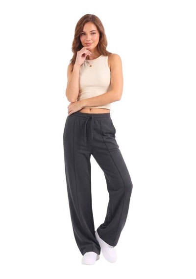 Thıff Gymwear Kadın Modal Kumaş Önü Çimalı Bağcıklı Eşofman Altı Antrasit