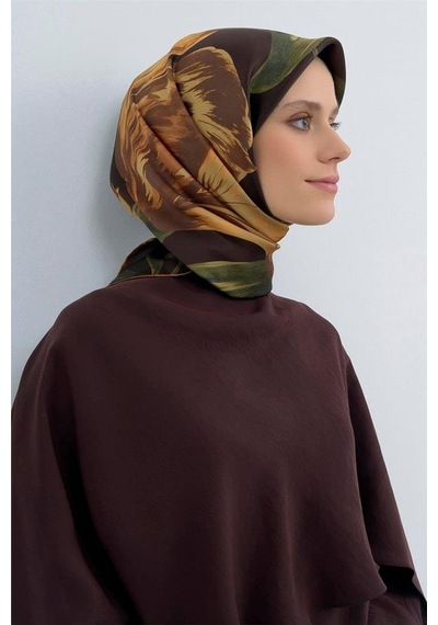 Armine İpek Eşarp 2026 Yaz - 9506-07 Acı Kahve Sura