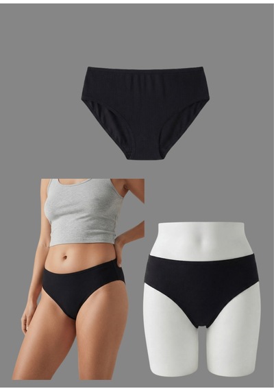 Nacar Store Kadın 3'lü Siyah-beyaz-gri Pamuklu Bikini Külot Seti