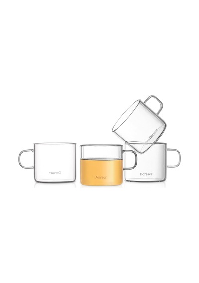 5oz Modern Cam Çay Fincanları 4'lü Set , 150ml Şeffaf Cam Çay Fincanı, Tealover İçin Saplı Küçük Kahve Finca Diğer