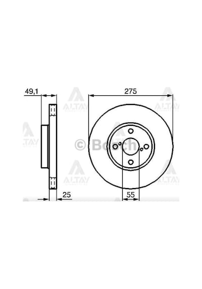 Esse Otomotiv Corolla Uyumlu 03-07 Corolla Uyumlu Verso 1.4-2.0D4D Ön Havali 275-4 Fren Diski - 4351202080 BSH-0986479245