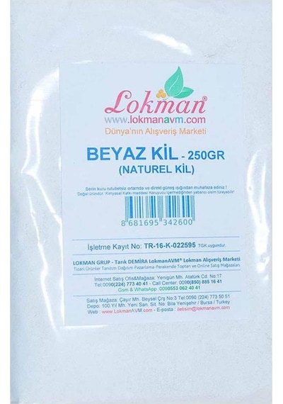 Lokmanavm Beyaz Kil 250 Gr Doğal Saf Toz Mini Maskesi Kili Paket