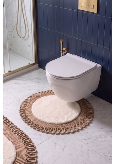 Banyo Paspası Takımı 60x100+60x60 Cm Dış Trikot Bej & Camel